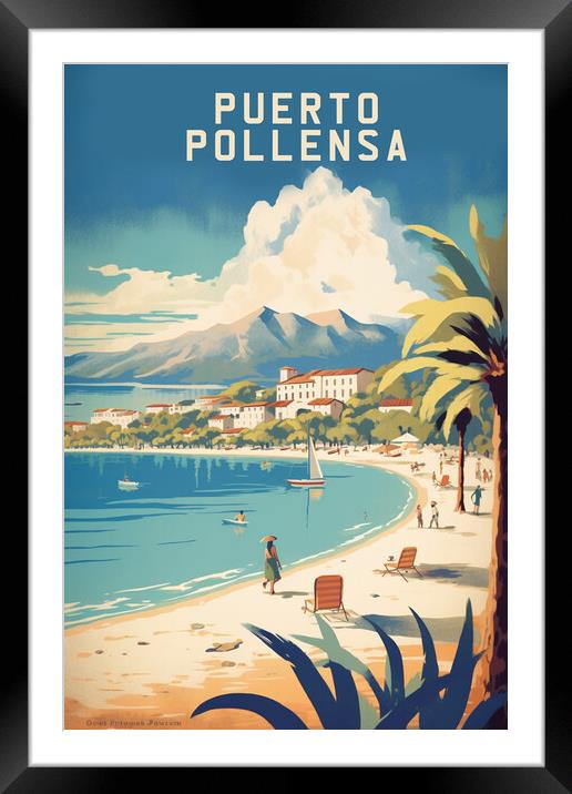 Puerto Pollesa 1950s Travel Poster  Framed Mounted Print by Picture Wizard