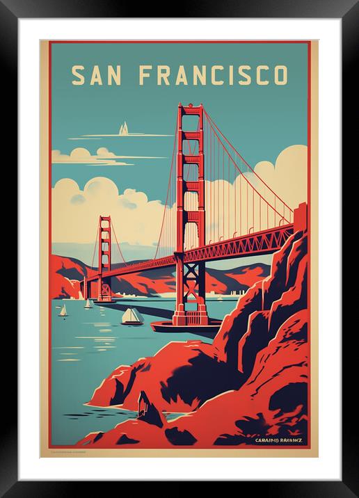 San Francisco 1950s Travel Poster  Framed Mounted Print by Picture Wizard