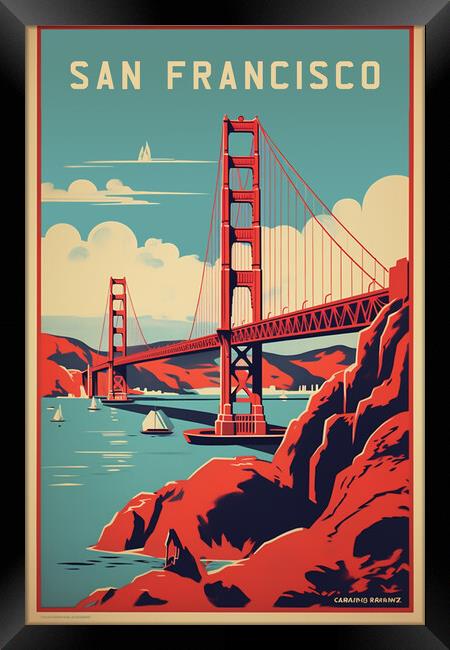 San Francisco 1950s Travel Poster  Framed Print by Picture Wizard