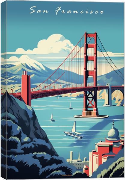 San Francisco 1950s Travel Poster  Canvas Print by Picture Wizard