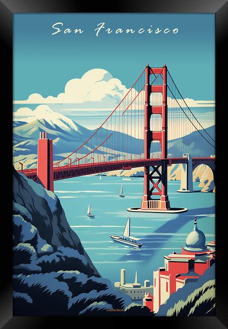 San Francisco 1950s Travel Poster  Framed Print by Picture Wizard