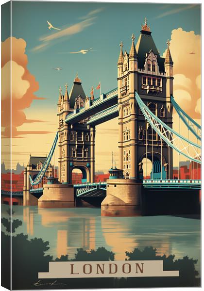 London 1950s Travel Poster  Canvas Print by Picture Wizard