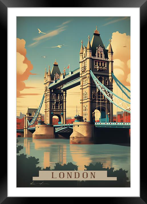 London 1950s Travel Poster  Framed Mounted Print by Picture Wizard