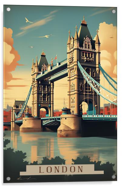London 1950s Travel Poster  Acrylic by Picture Wizard