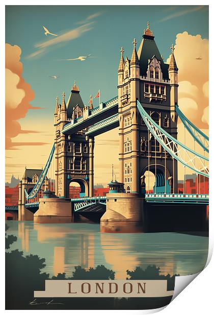 London 1950s Travel Poster  Print by Picture Wizard