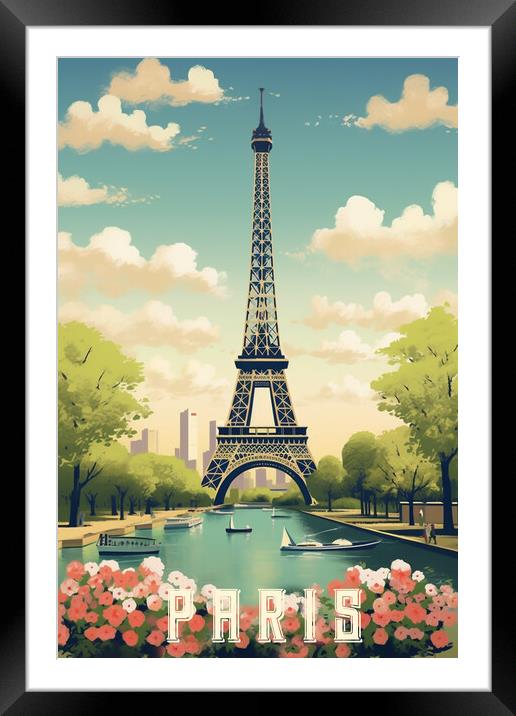 Paris 1950s Travel Poster  Framed Mounted Print by Picture Wizard