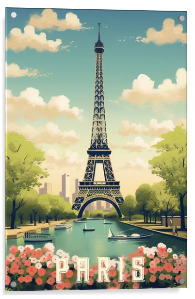 Paris 1950s Travel Poster  Acrylic by Picture Wizard