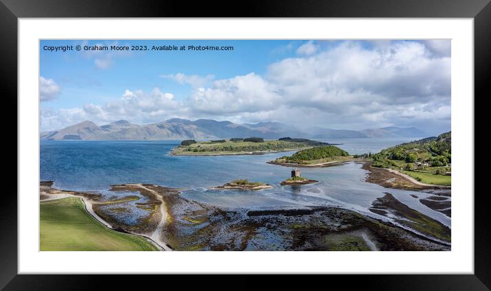 Castle Stalker elevated panorama Framed Mounted Print by Graham Moore