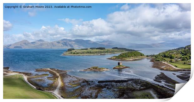 Castle Stalker elevated panorama Print by Graham Moore