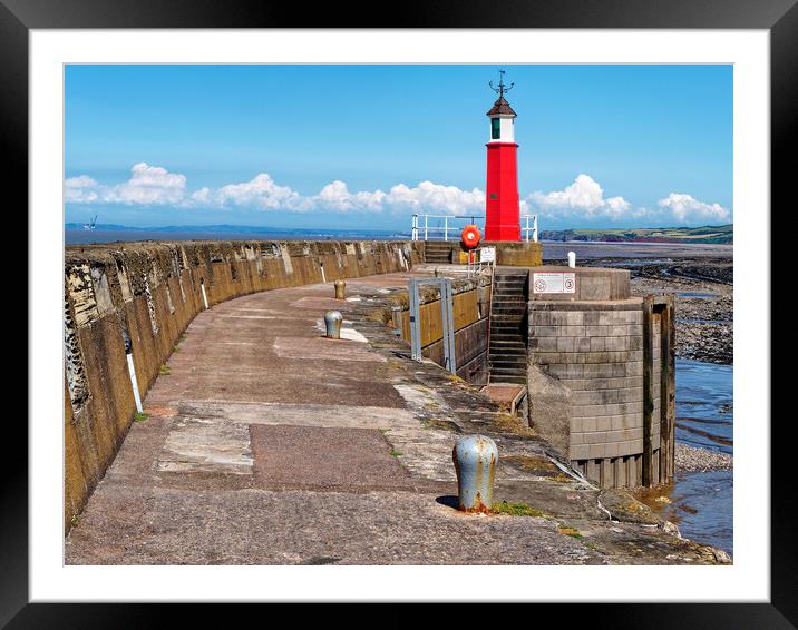 Watchet Harbour Lighthouse Framed Mounted Print by Darren Galpin