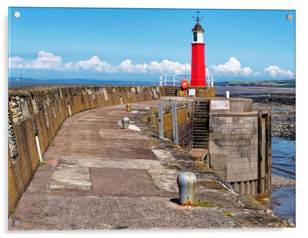 Watchet Harbour Lighthouse Acrylic by Darren Galpin