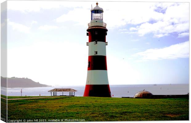 "Captivating Seascape: Smeatons Lighthouse at Plym Canvas Print by john hill