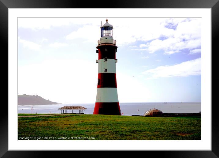 "Captivating Seascape: Smeatons Lighthouse at Plym Framed Mounted Print by john hill
