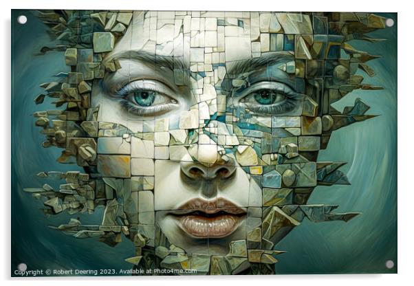Surreal Woman in Mosaic Acrylic by Robert Deering