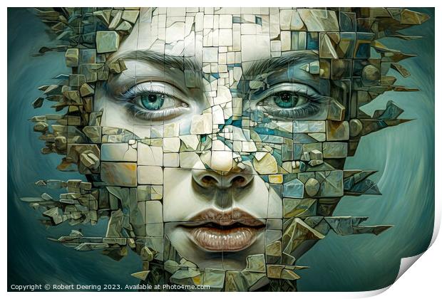 Surreal Woman in Mosaic Print by Robert Deering