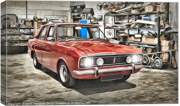 Radiant Red Classic: 1967 Ford Cortina Canvas Print by Kevin Maughan