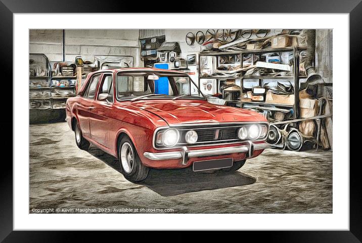 Radiant Red Classic: 1967 Ford Cortina Framed Mounted Print by Kevin Maughan