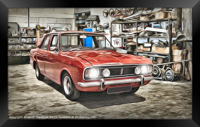Radiant Red Classic: 1967 Ford Cortina Framed Print by Kevin Maughan