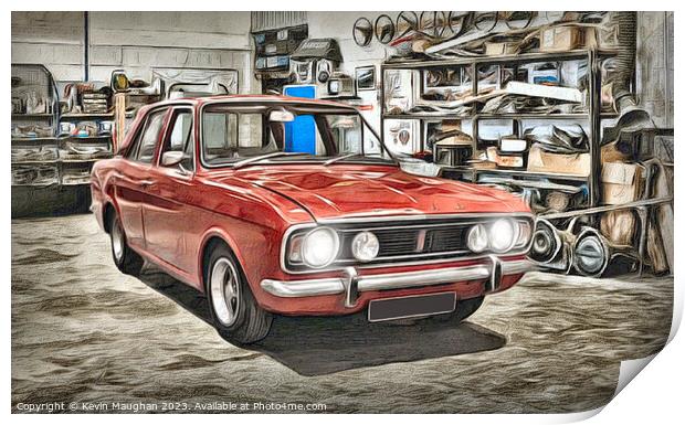 Radiant Red Classic: 1967 Ford Cortina Print by Kevin Maughan