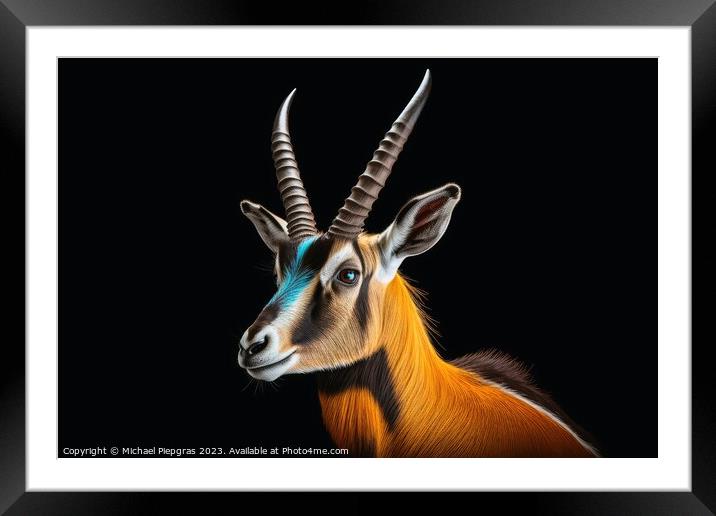 A close up portrait of mesmerizing gazelle photography created w Framed Mounted Print by Michael Piepgras