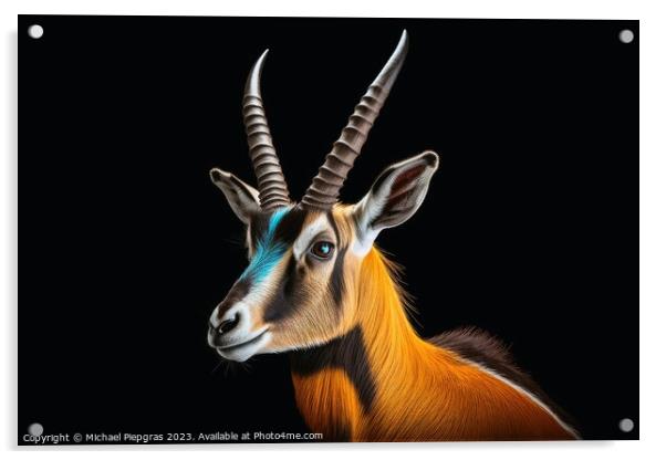 A close up portrait of mesmerizing gazelle photography created w Acrylic by Michael Piepgras
