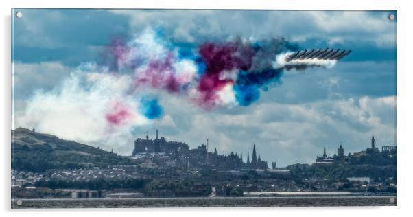 Red Arrows over Edinburgh Acrylic by Duncan Loraine