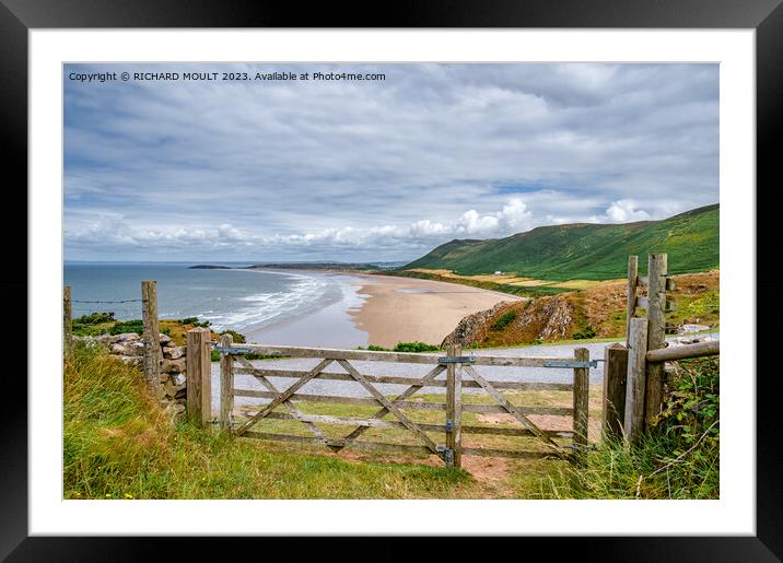 Rhossili bay on Gower South Wales Framed Mounted Print by RICHARD MOULT