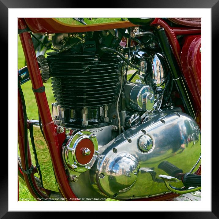 "Timeless Beauty: The Vintage Motorcycle Engine" Framed Mounted Print by Tom McPherson