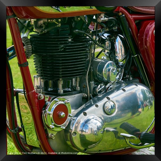 "Timeless Beauty: The Vintage Motorcycle Engine" Framed Print by Tom McPherson