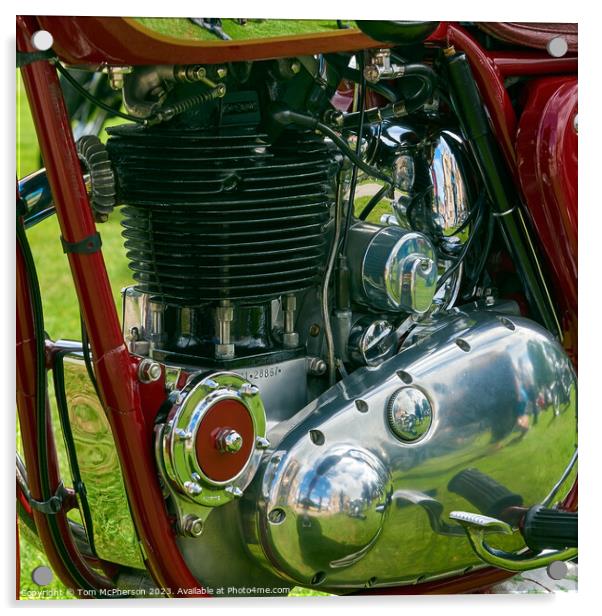 "Timeless Beauty: The Vintage Motorcycle Engine" Acrylic by Tom McPherson