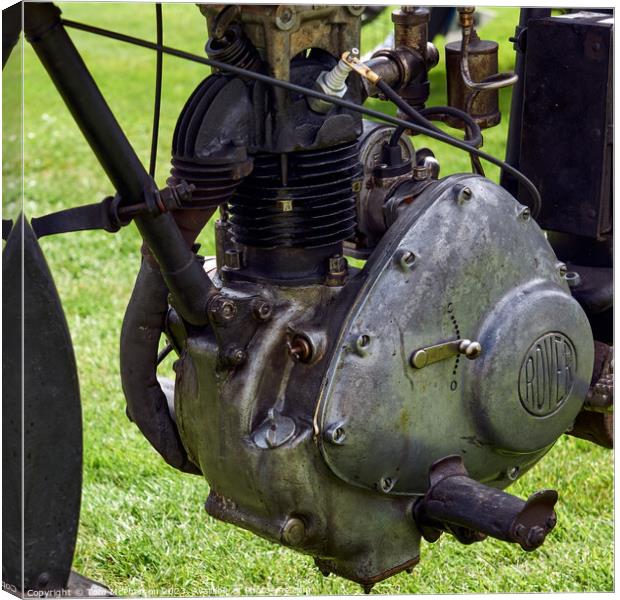 "Timeless Elegance: A Vintage Rover Motorcycle Eng Canvas Print by Tom McPherson