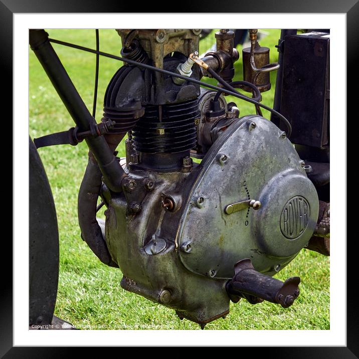 "Timeless Elegance: A Vintage Rover Motorcycle Eng Framed Mounted Print by Tom McPherson