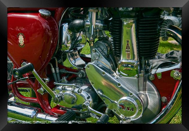 "Gleaming Beauty: Unveiling the Vintage Motorcycle Framed Print by Tom McPherson