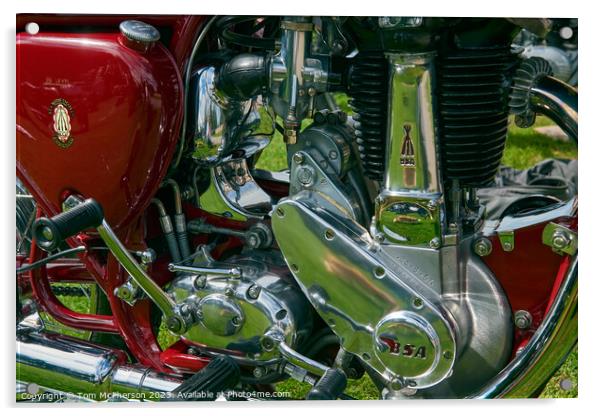 "Gleaming Beauty: Unveiling the Vintage Motorcycle Acrylic by Tom McPherson