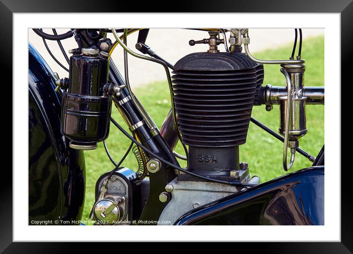 "Captivating Vintage Motorcycle Engine Unleashing  Framed Mounted Print by Tom McPherson
