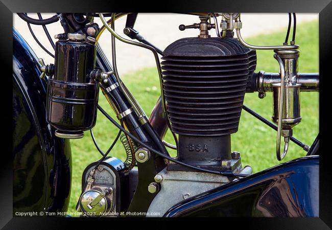 "Captivating Vintage Motorcycle Engine Unleashing  Framed Print by Tom McPherson