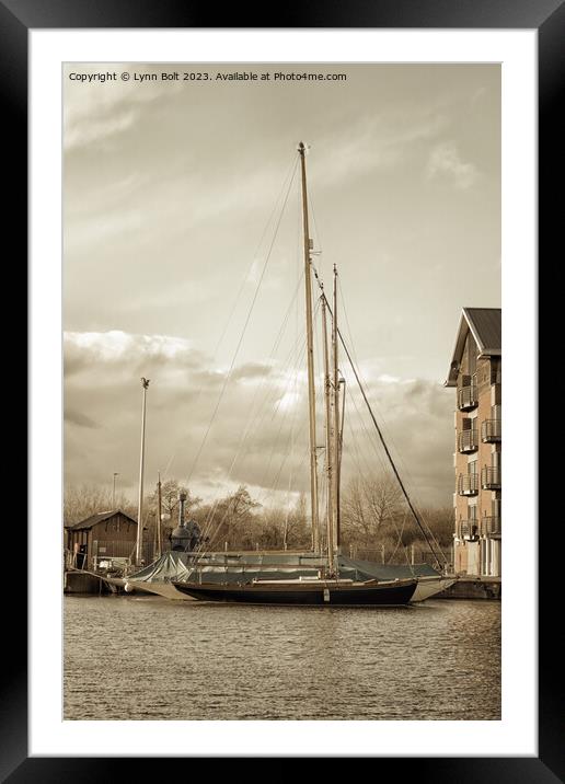 Yachts at Gloucester Quays in Sepia Framed Mounted Print by Lynn Bolt