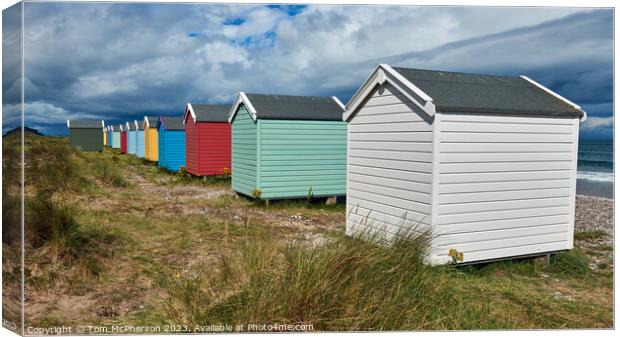 Tranquil Retreat: Findhorn Beach Huts Canvas Print by Tom McPherson