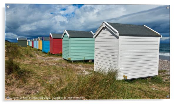 Tranquil Retreat: Findhorn Beach Huts Acrylic by Tom McPherson