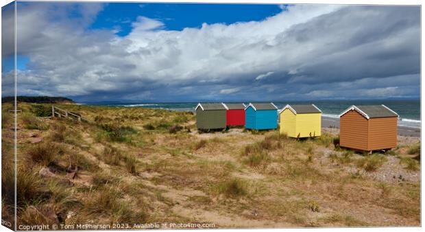 "Charming Coastal Haven: Discover Findhorn Beach H Canvas Print by Tom McPherson