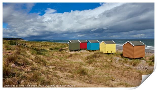 "Charming Coastal Haven: Discover Findhorn Beach H Print by Tom McPherson