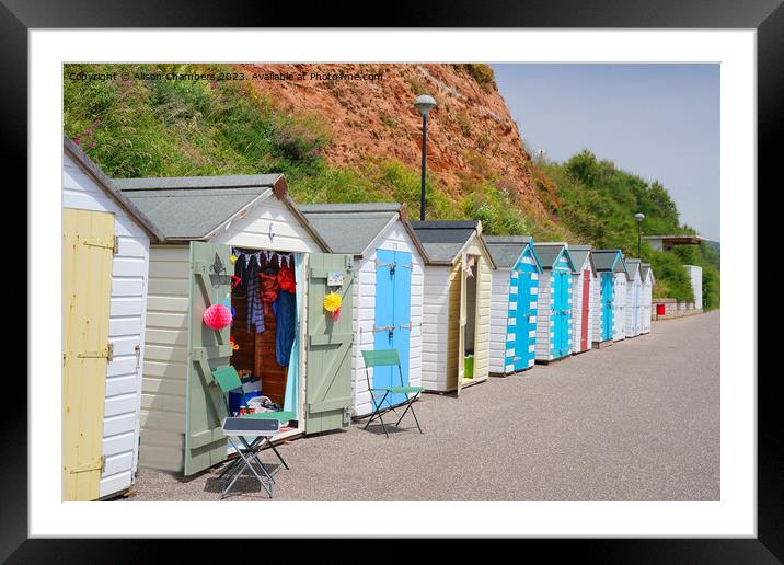 Beach Huts Seaton Devon Framed Mounted Print by Alison Chambers