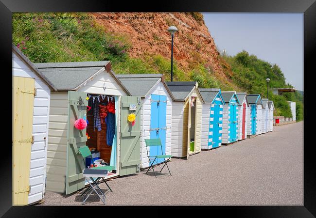 Beach Huts Seaton Devon Framed Print by Alison Chambers