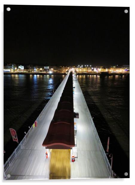 Nighttime on the Pier Weston Super Mare Acrylic by Beryl Curran
