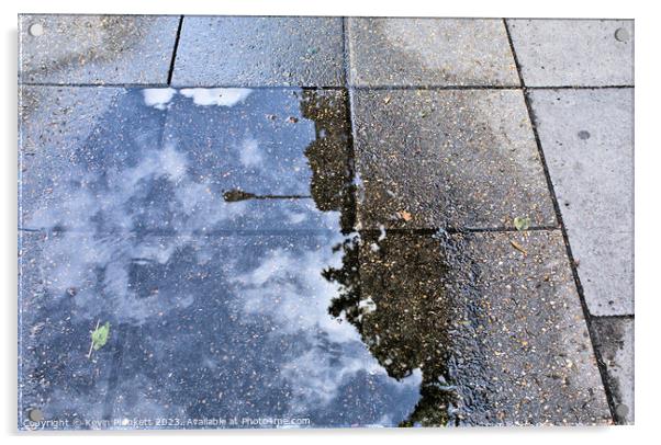 Sidewalk reflections from a rain  puddle Acrylic by Kevin Plunkett