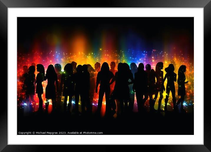 Nightlife in a disco concept created with generative AI technolo Framed Mounted Print by Michael Piepgras