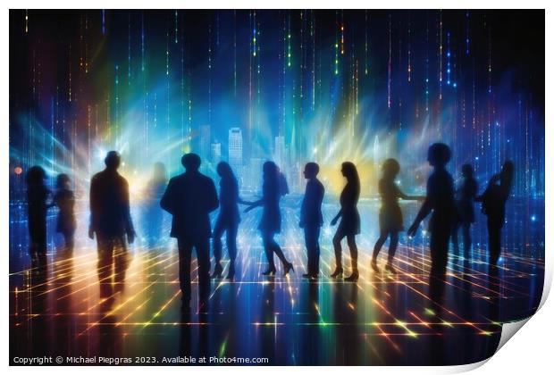 Nightlife in a disco concept created with generative AI technolo Print by Michael Piepgras