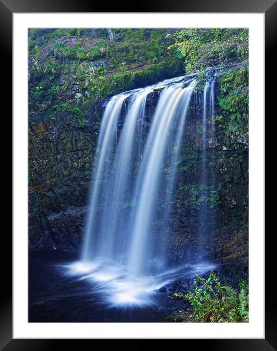 The cascade of Dalcaircairney Falls, East Ayrshire Framed Mounted Print by Allan Durward Photography