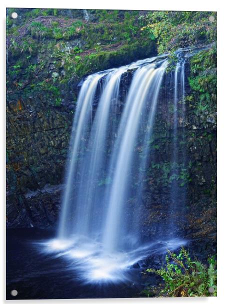 The cascade of Dalcaircairney Falls, East Ayrshire Acrylic by Allan Durward Photography