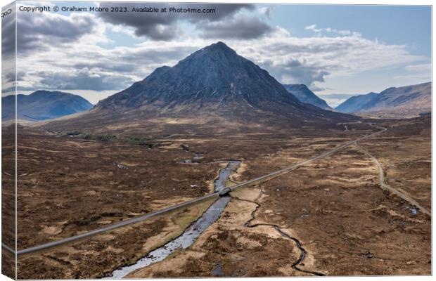 Buachaille Etive Mor and River Etive Canvas Print by Graham Moore